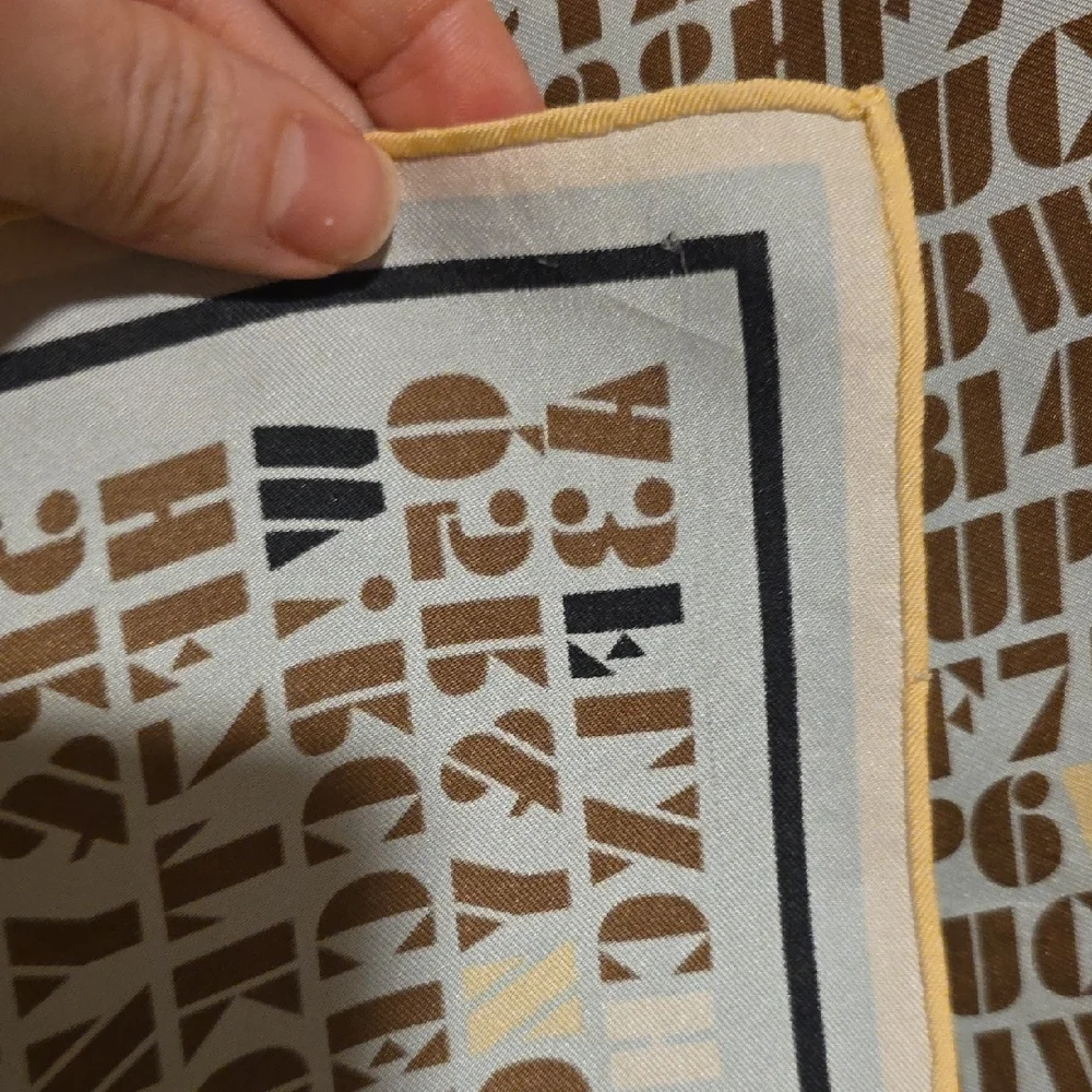 Worth Beige and Brown Letter Print Silk Scarf